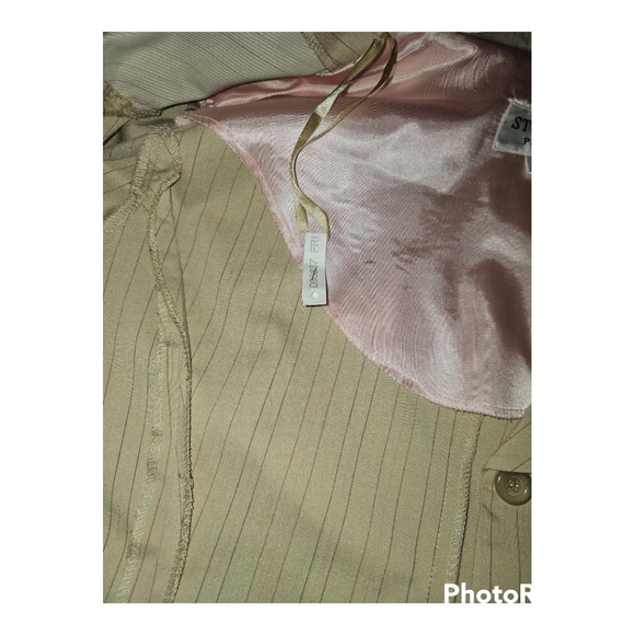 EUC Studio I Petite 2-piece suit, 3/4 length sleeves,  tan w/pinstripes, 14P - Picture 6 of 7